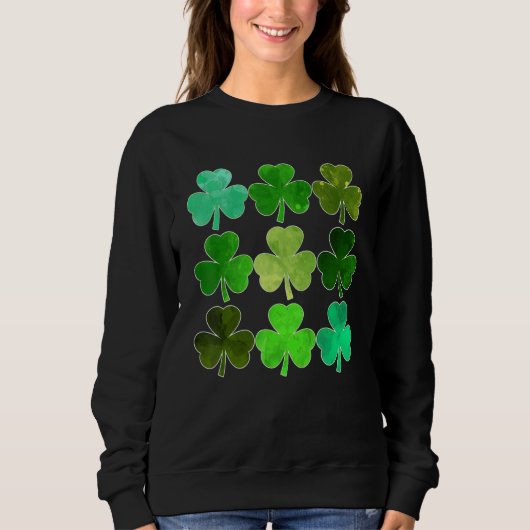 Lucky Clover Green Shamrock Irish Funny st patrick Trui (Voorkant)
