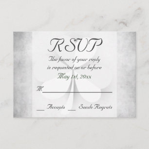 Lucky Clover Grijs Groen Sinaasappel Iers Bruiloft RSVP Kaartje