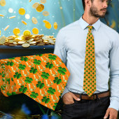 Lucky Clover Hoefijzers Pattered Oranje Stropdas