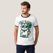 Lucky Clover Kat T-shirt | Grappige St. Patrick's (Voorkant volledig)