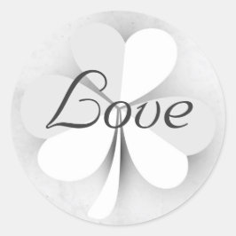 Lucky Clover Love Iers Grijs en Wit Ronde Sticker