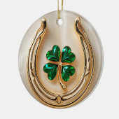 Lucky Clover met Goud Hoefijzer Keramisch Ornament (Links)