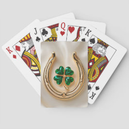 Lucky Clover met Goud Hoefijzer Pokerkaarten