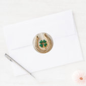 Lucky Clover met Goud Hoefijzer Ronde Sticker (Envelop)