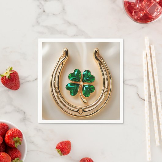 Lucky Clover met Goud Hoefijzer Servet (Insitu)