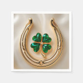 Lucky Clover met Goud Hoefijzer Servet (Voorkant)