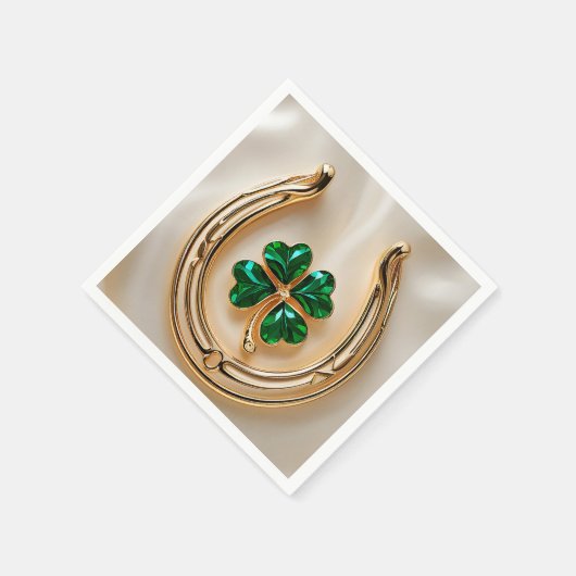 Lucky Clover met Goud Hoefijzer Servet (Hoek)