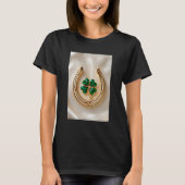 Lucky Clover met Goud Hoefijzer T-shirt (Voorkant)