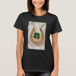 Lucky Clover met Goud Hoefijzer T-shirt