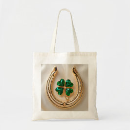 Lucky Clover met Goud Hoefijzer Tote Bag