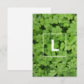 Lucky clover-monogram RSVP kaartje (Voorkant / Achterkant)