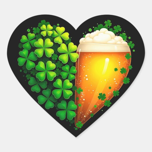 Lucky Clover-ontwerp voor St. Patrick's Day Klassi Hart Sticker (Voorkant)