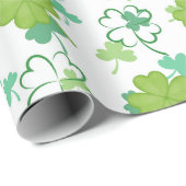 Lucky Clover Pattern - Green Shamrock Design Cadeaupapier (Rol Hoek)