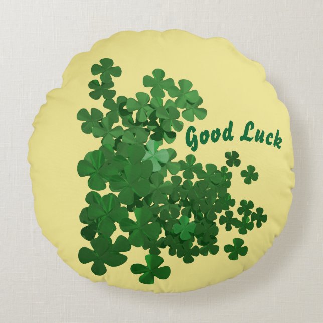 Lucky clover rond kussen (Voorkant)