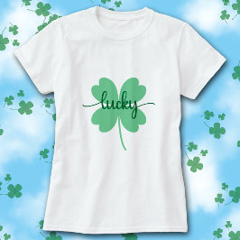 Lucky Clover Script St. Patrick’s Day Tee        T-shirt