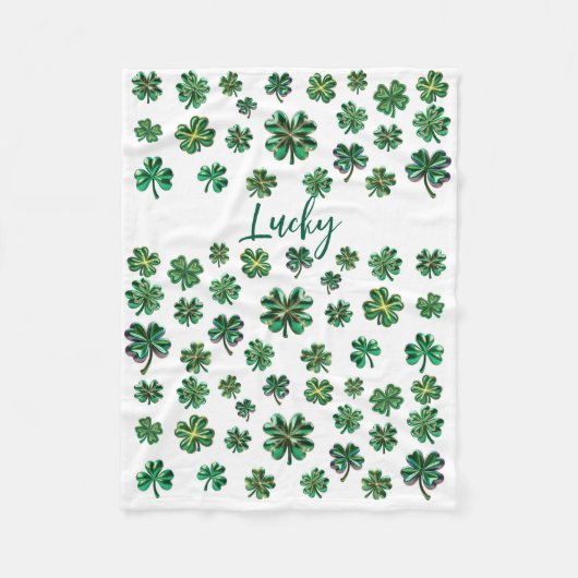 Lucky Clover Shamrock Fleece Deken (Voorkant)