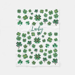 Lucky Clover Shamrock Fleece Deken