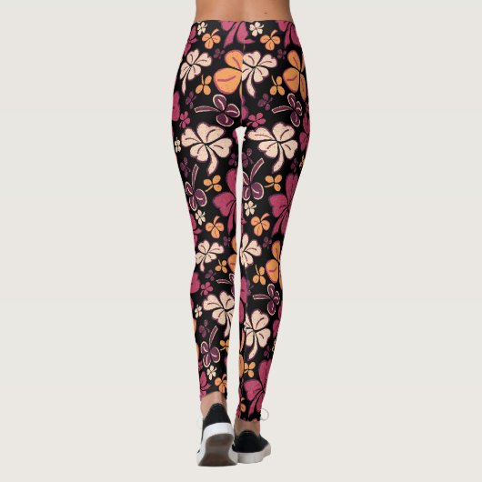 Lucky Clover Shamrock Red Pattern St Patrick's Day Leggings (Achterkant)