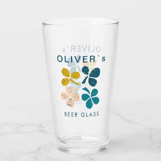 Lucky Clover Shamrock St Patrick's day Name Beer Glas (Achterkant)