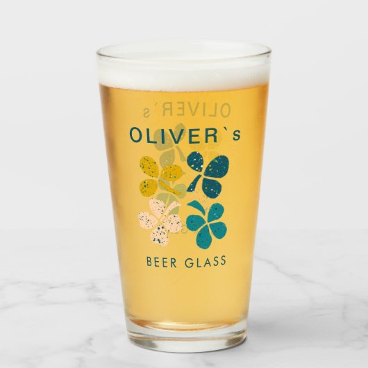 Lucky Clover Shamrock St Patrick's day Name Beer Glas (Voorkant gevuld)