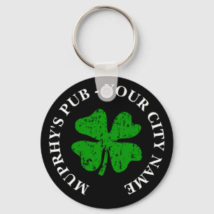 Lucky clover sleutelhanger met aangepaste Ierse na