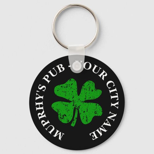 Lucky clover sleutelhanger met aangepaste Ierse na (Voorkant)