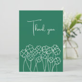 Lucky Clover Smaragdgroene Chic Foto Bruiloft Bedankkaart (Staand voorkant)