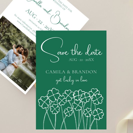 Lucky Clover Smaragdgroene Foto Save The Date