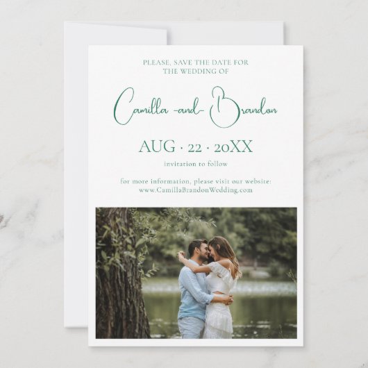 Lucky Clover Smaragdgroene Foto Save The Date (Achterkant)