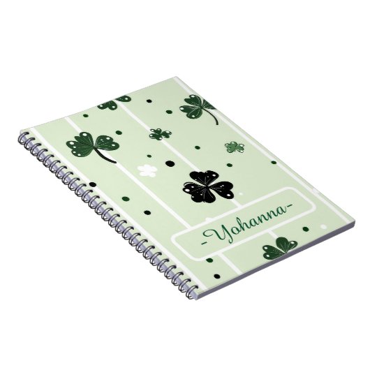 Lucky Clover St. Paddy's Clover Pattern & Stripes Notitieboek (Rechterzijde)
