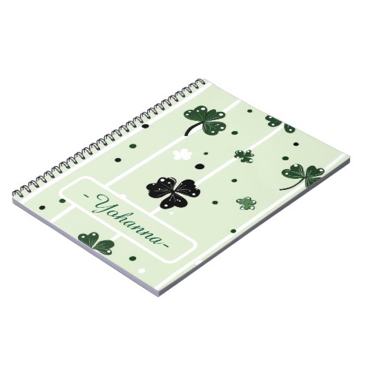 Lucky Clover St. Paddy's Clover Pattern & Stripes Notitieboek (Linkerzijde)