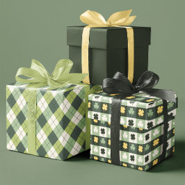 Lucky Clover St. Paddy's Day Shamrock set van 3 Inpakpapier Vel