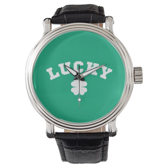 Lucky Clover St. Patrick's Dag Horloge (Voorkant)