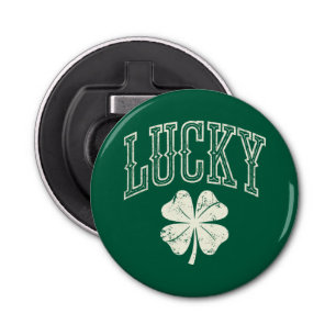 Lucky Clover St Patrick's Day Button Flesopener