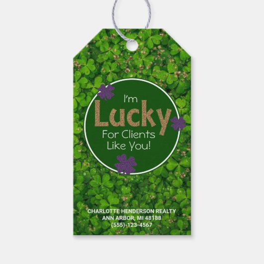 Lucky Clover St. Patrick's Day Client Pop door Cadeaulabel (Voorkant)