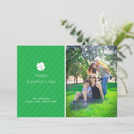 Lucky Clover St Patricks Day Fotokaart Kaart (Staand voorkant)