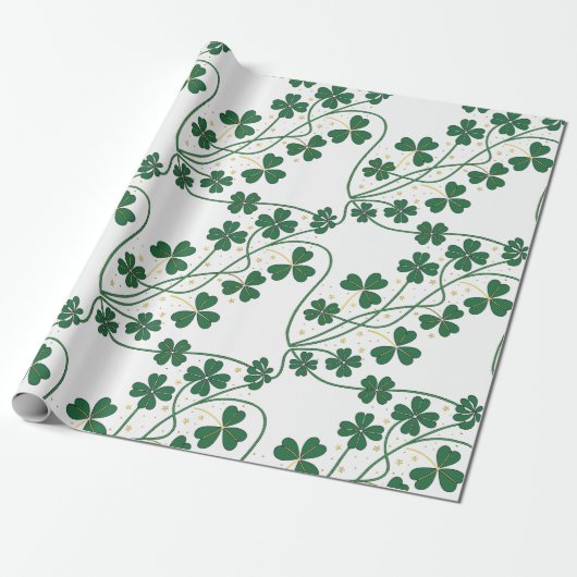 Lucky Clover St. Patrick's Day inpakpapier (Uitgerold)