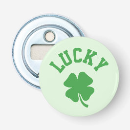 Lucky Clover St. Patrick's Shamrock Button Flesopener