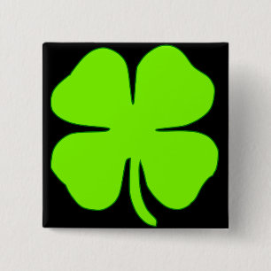 Lucky clover vierkante button 5,1 cm