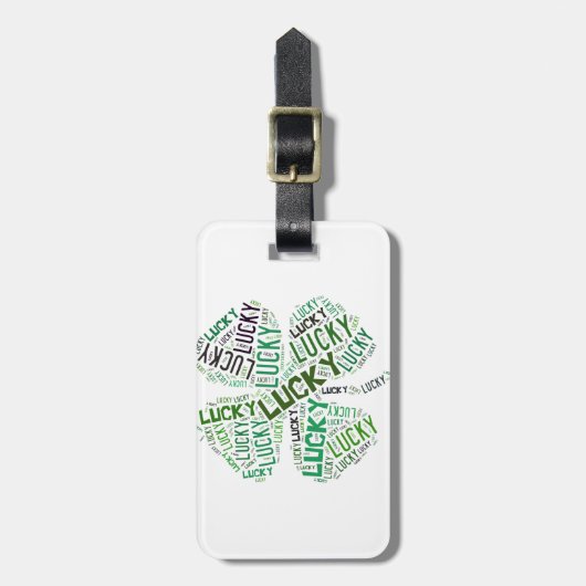 Lucky Clover Word Art Bagagelabel (Voorkant verticaal)
