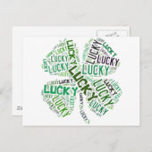 Lucky Clover Word Art Briefkaart (Voorkant / Achterkant)