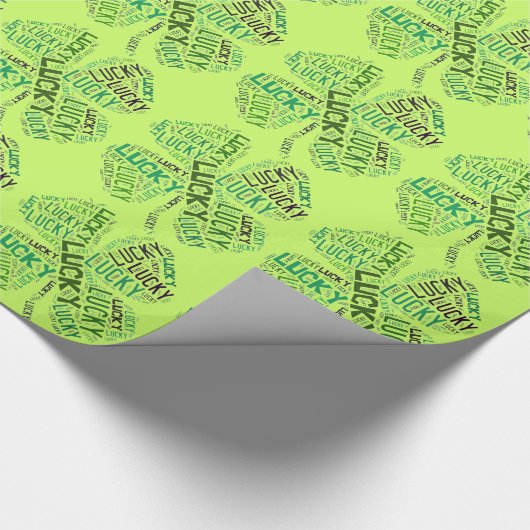 Lucky Clover Word Art Cadeaupapier (Hoek)