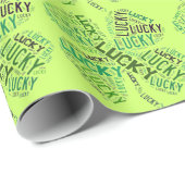 Lucky Clover Word Art Cadeaupapier (Rol Hoek)
