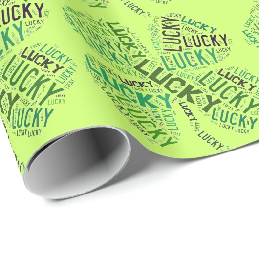 Lucky Clover Word Art Cadeaupapier (Rol Hoek)