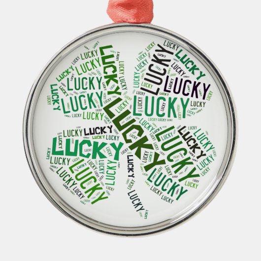 Lucky Clover Word Art Metalen Ornament (Voorkant)