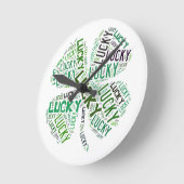 Lucky Clover Word Art Ronde Klok (Hoek)