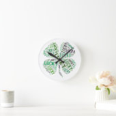 Lucky Clover Word Art Ronde Klok (Huis)