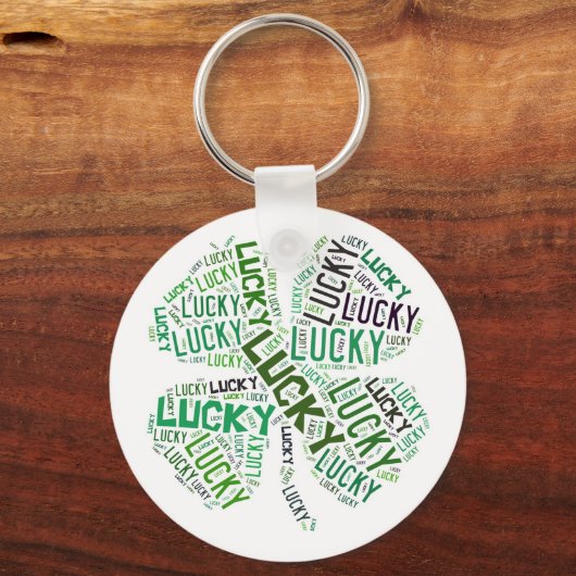 Lucky Clover Word Art Sleutelhanger (Voorkant)