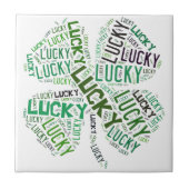 Lucky Clover Word Art Tegeltje (Voorkant)