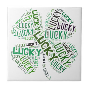 Lucky Clover Word Art Tegeltje